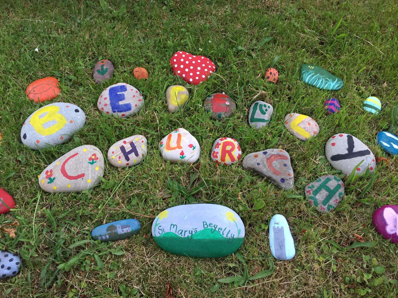 Colourful painted stones